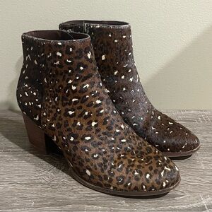 Michael Shannon Leopard Print Calf Hide Haley Ankle Boots Women's Size 7